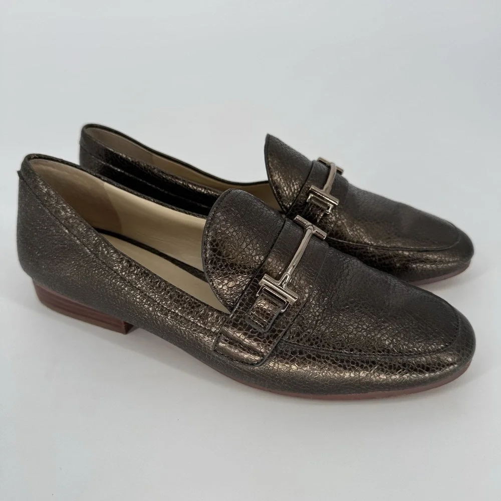 Enzo Angiolini Women's 8.5 Slip On Loafers Metallic‎ Bronze Leather Tatye